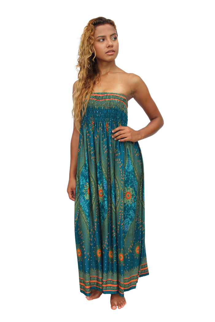 Blue Orchid Peacock Maxi Dress ...